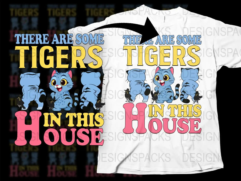 Cartoon Tiger Graphic T-Shirt, Cute Animal Design Tee, Fun Kids and Adults Top
