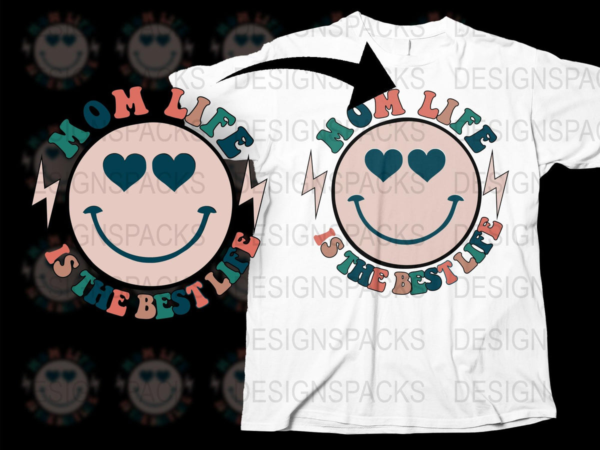 Mom Life Is The Best Life T-Shirt, Cute Mother's Day Gift, Smiley Face Graphic Tee