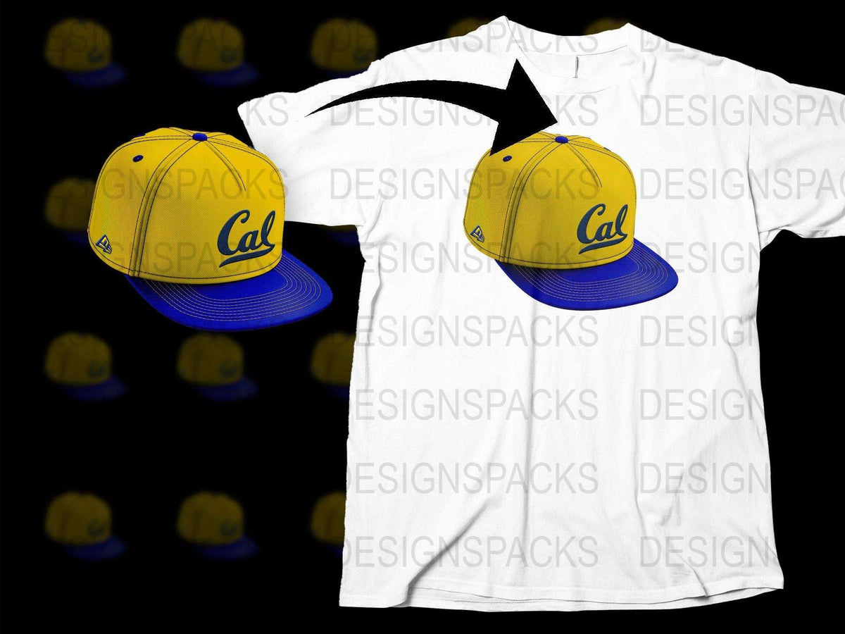 Cal Berkeley Logo Cap and T-Shirt Set, Yellow and Blue Snapback, College Apparel Gift