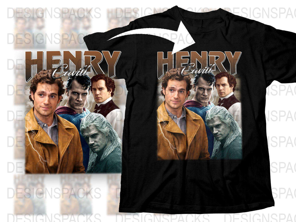 Henry Cavill Fan T-Shirt, Multi Image Design, Actor and Character Tribute, High-Quality Print, Unisex Fashion