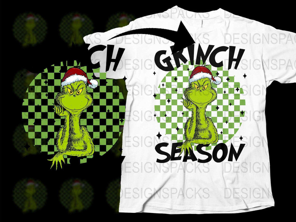 Grinch Season Christmas T-Shirt, Funny Holiday Graphic Tee, Santa Hat, Festive Winter Apparel for All Ages
