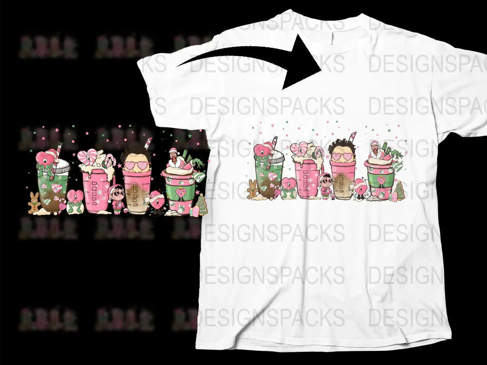 Cute Cartoon Animals Coffee Cup Party White T-Shirt, Unisex Casual Graphic Tee for All Ages