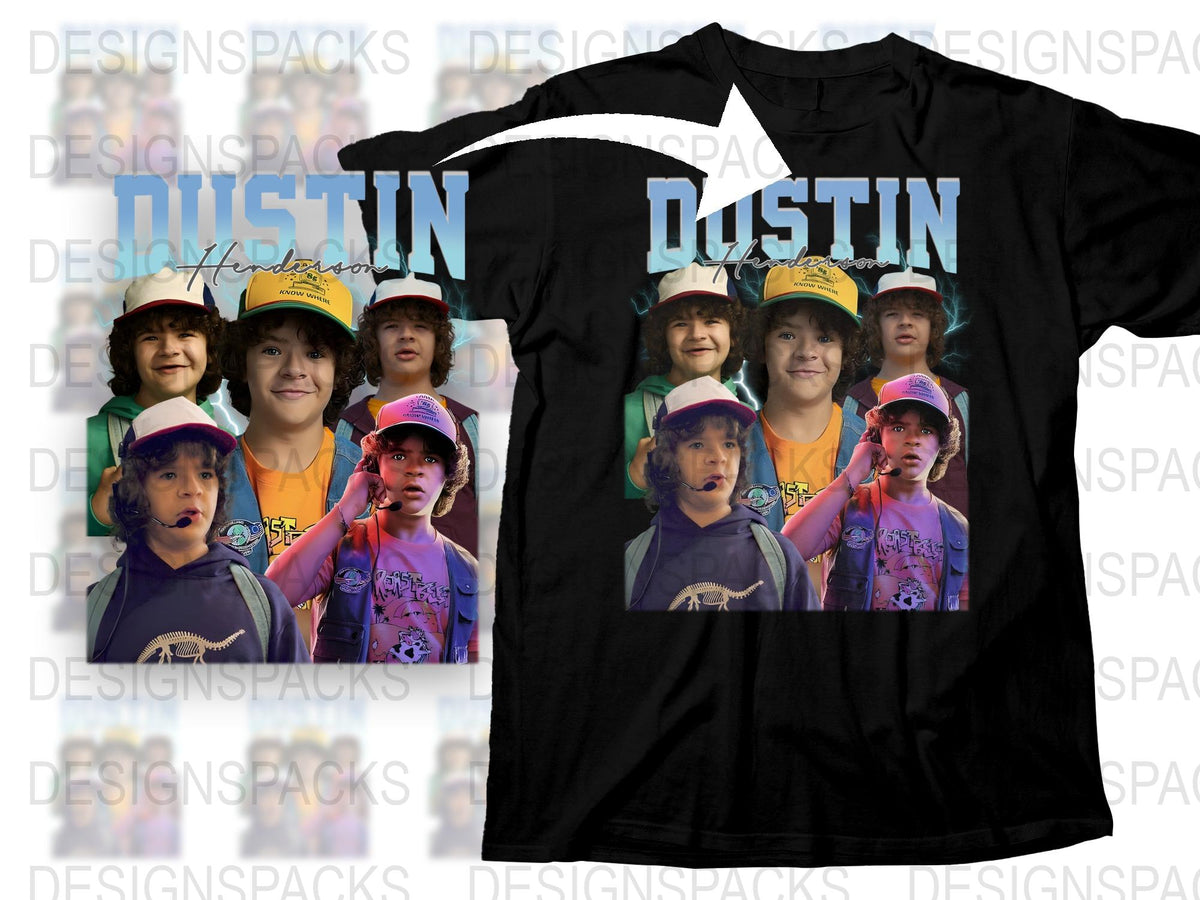 Dustin Stranger Things Inspired T-Shirt, Retro 80s Style Graphic Tee, Casual Fan Apparel