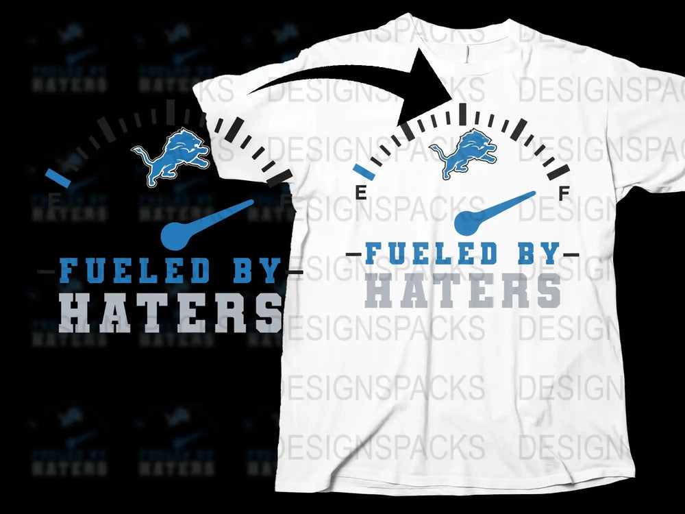 Detroit Lions Inspired T-Shirt, Fueled by Haters Graphic Tee, Sports Fan Gift, NFL Team Support Shirt, Casual Wear