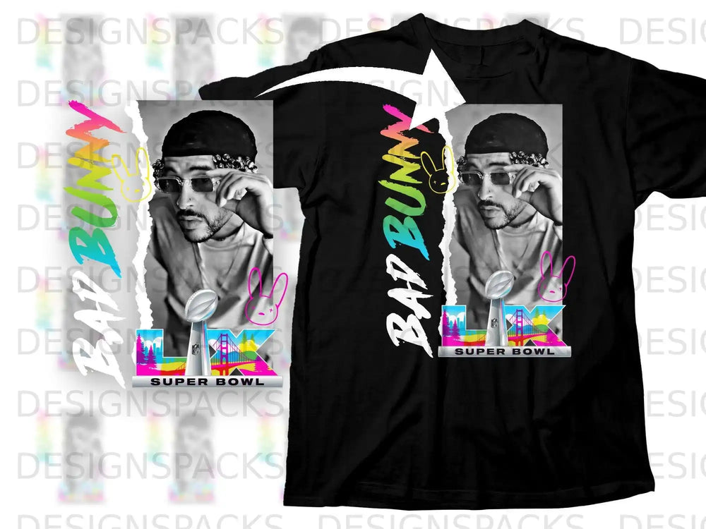 Bad Bunny Super Bowl LIK Colorful Graphic T-shirt