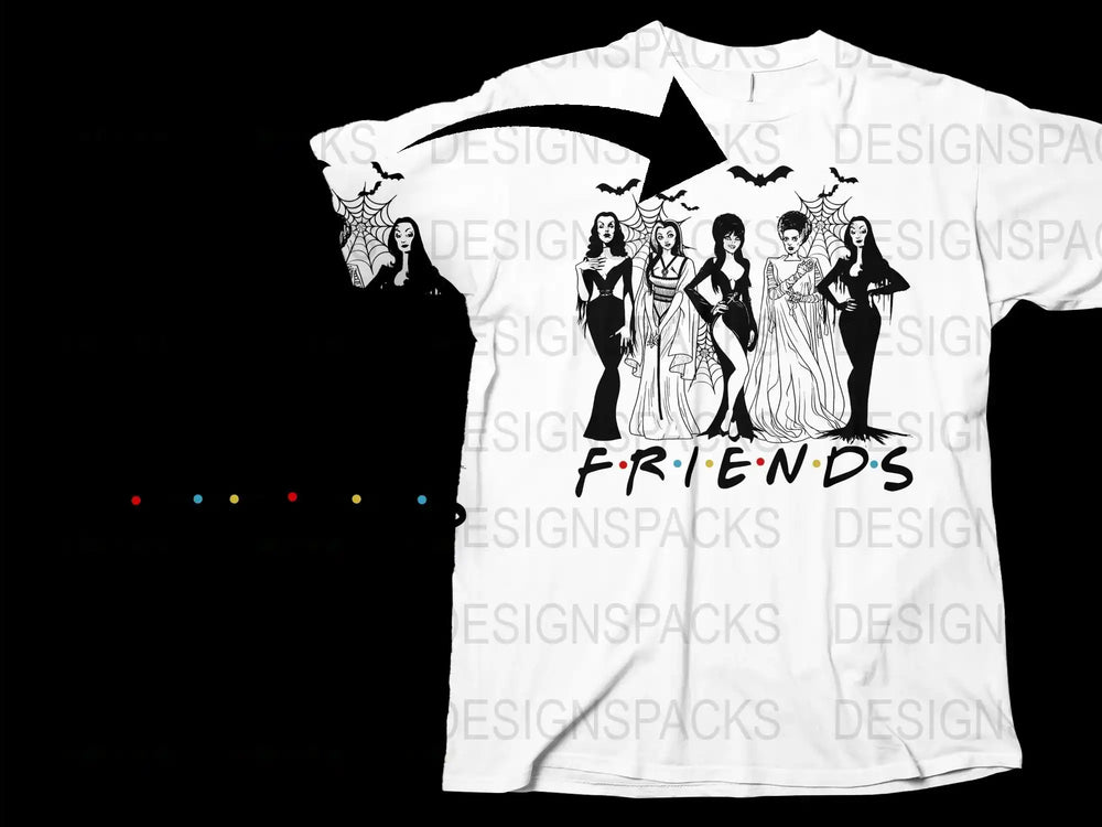 Friends TV Show Inspired Graphic T-Shirt, Iconic Women Characters Tee, Black and White Cotton Shirt, Casual Fashion Top for Fans