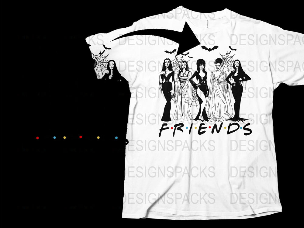 Friends TV Show Inspired Graphic T-Shirt, Iconic Women Characters Tee, Black and White Cotton Shirt, Casual Fashion Top for Fans