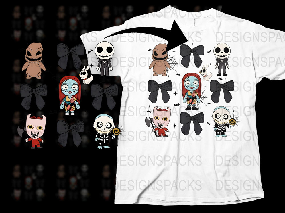 Nightmare Inspired Cartoon T-Shirt, Cute Skeleton and Ghost Graphic Tee, Unique Halloween Apparel