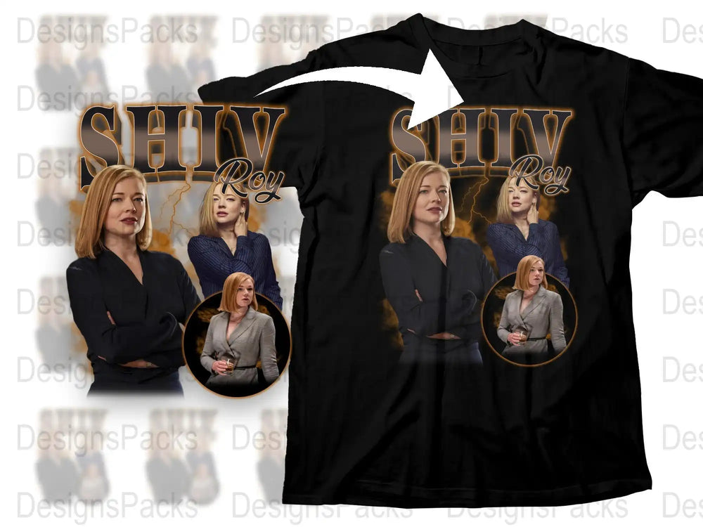 Shiv Roy Inspired Graphic T-Shirt, Women's Fashion Tee, Casual Streetwear, Fan Apparel, Black Shirt with Character Prints