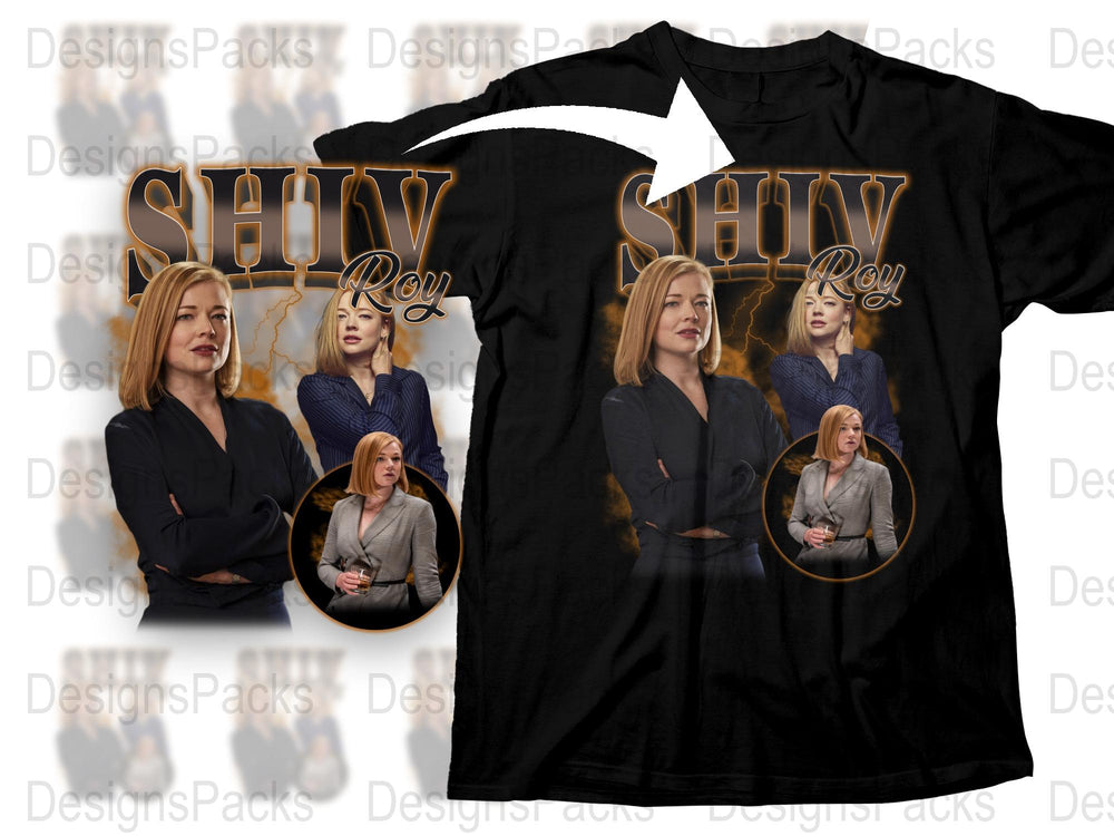 Shiv Roy Inspired Graphic T-Shirt, Women's Fashion Tee, Casual Streetwear, Fan Apparel, Black Shirt with Character Prints
