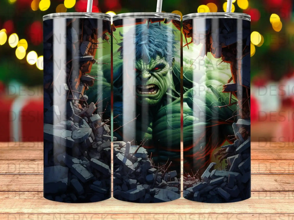 Hulk bursts through a wall of debris, his green fists clenched.