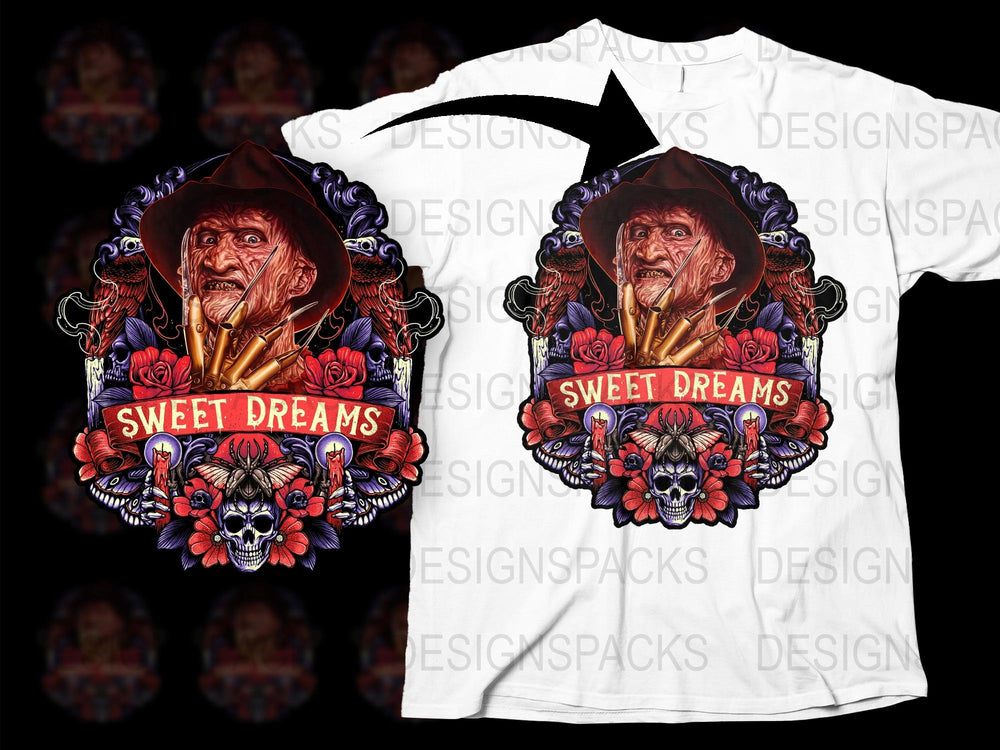 Sweet Dreams Graphic Tee, Witch Doctor Design, Floral Elements, Unique Unisex T-Shirt, Bold Fashion