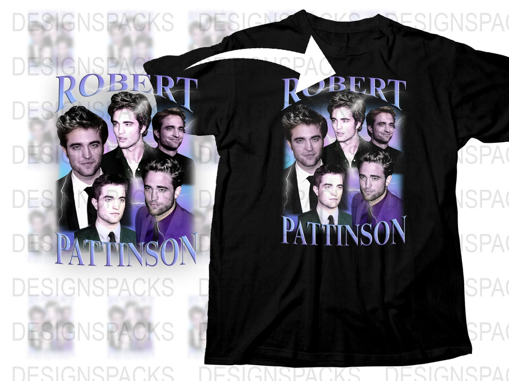 Robert Pattinson Collage T-Shirt, Celebrity Photo Graphic Tee, Unisex Black Shirt