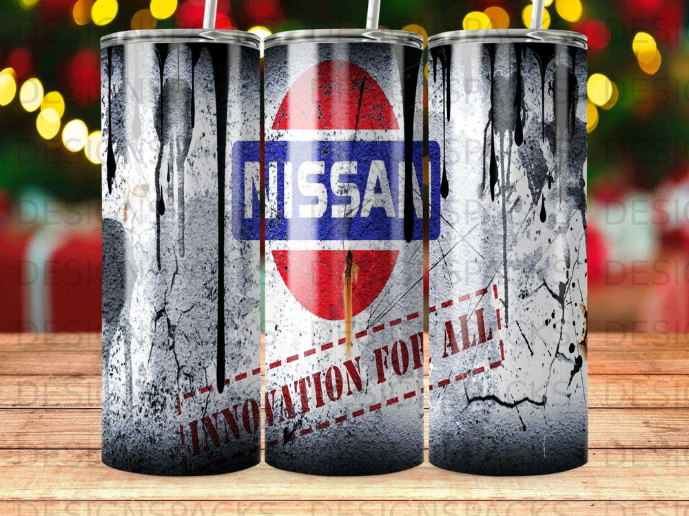 Nissan logo with "INNOVATION FOR ALL" text on a distressed background.