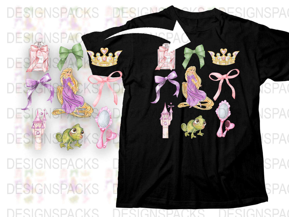 Princess and Frog Inspired Graphic T-Shirt, Cartoon Character Print, Cute Kids and Adults Tee
