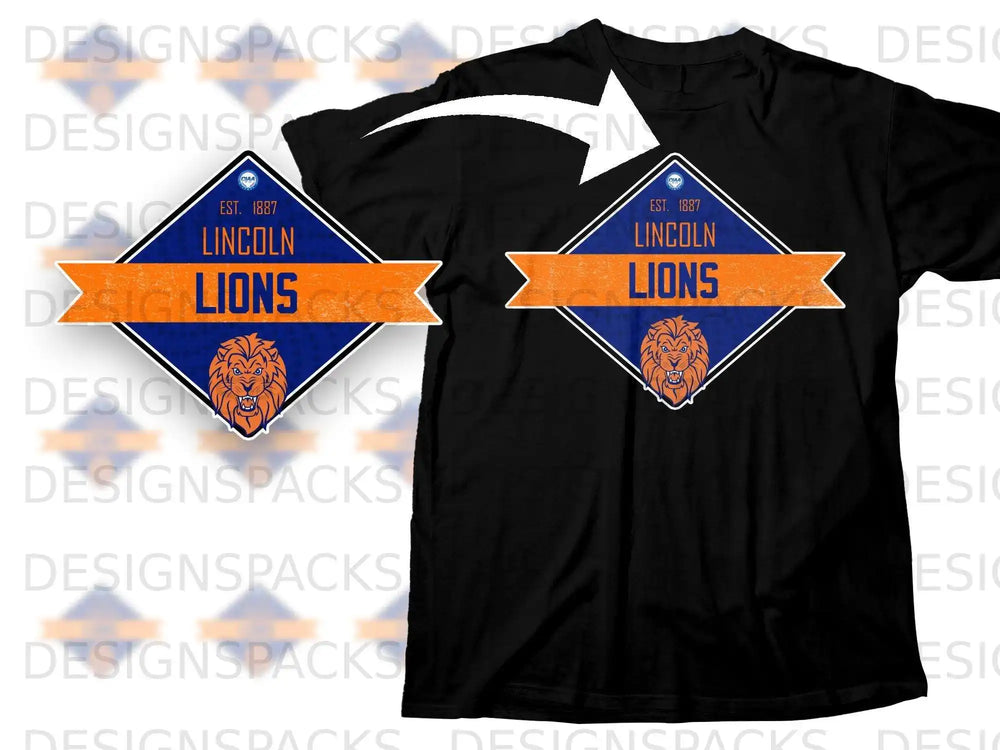 Lincoln Lions EST 1887 Graphic Design T-Shirt