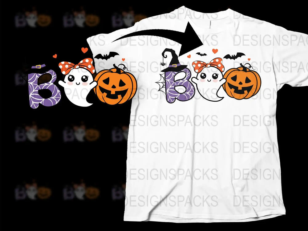 Halloween T-Shirt BOO Pumpkin Ghost Design Spooky Cute Autumn Graphic Tee Unisex