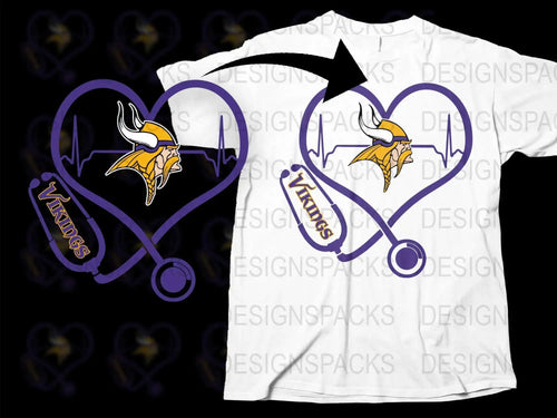 Minnesota Vikings Heartbeat T-Shirt, NFL Team Purple and Gold Graphic Tee, Sports Fan Apparel, Unique Football Lover Gift
