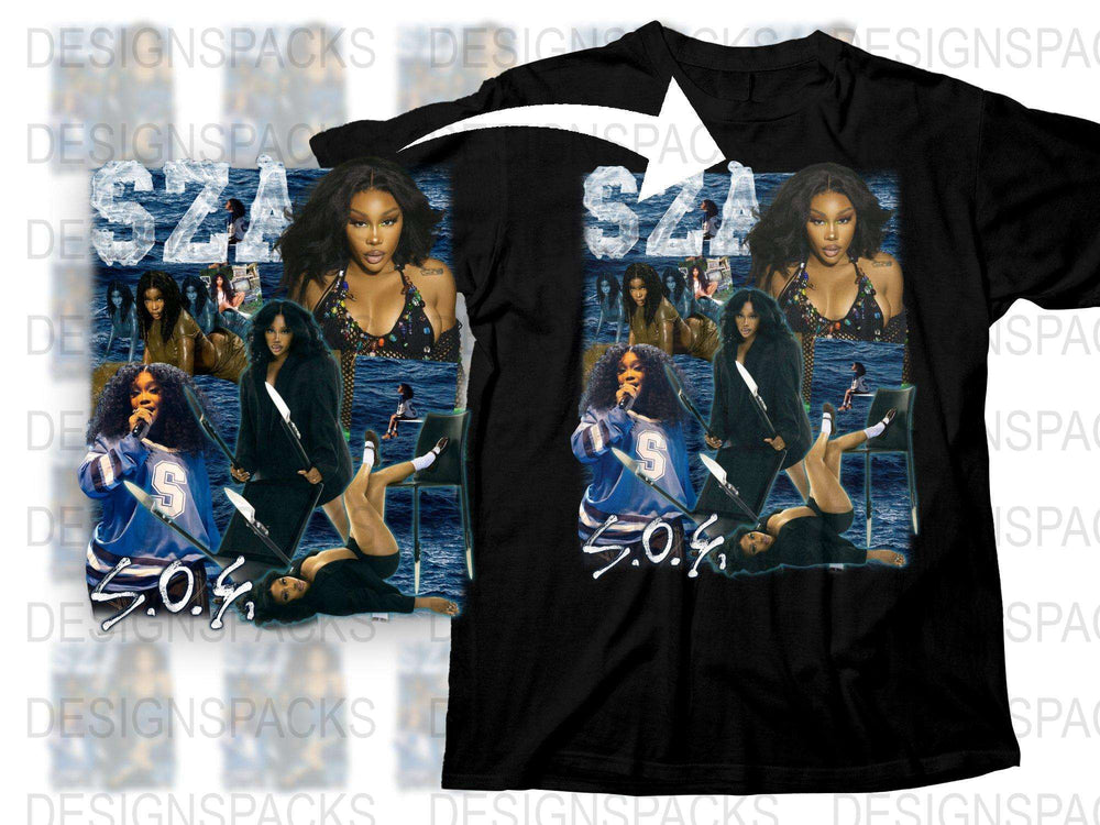 SZA Graphic T-Shirt, Pop Music Fan Merch, Album Cover Art Tee, Black Cotton Shirt, Unisex Music Apparel