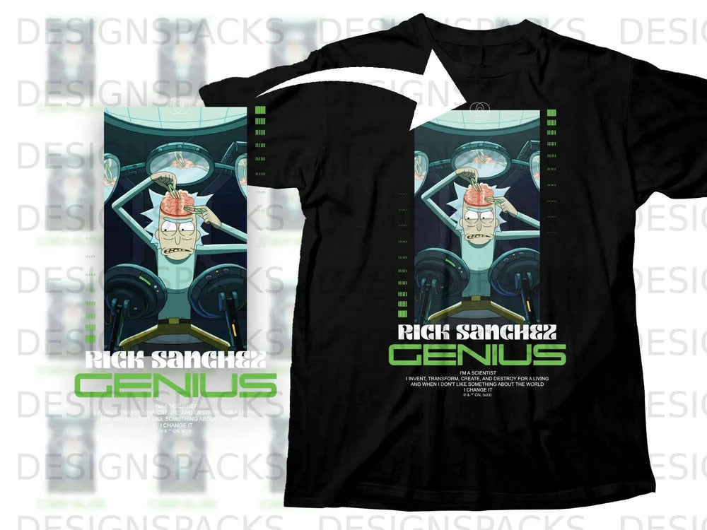 Rick Sanchez Genius Graphic Design T-Shirt