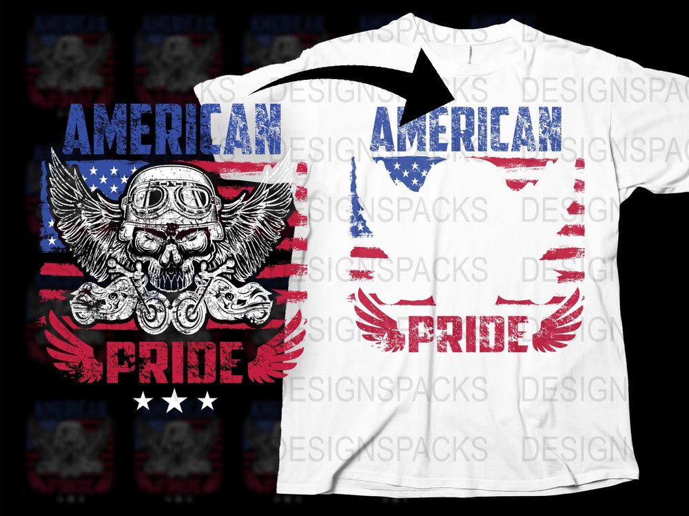 American Pride Patriotic T-Shirt, Skull with Helmet, USA Flag Design, Distressed American Flag, Casual Wear, Unisex Tee
