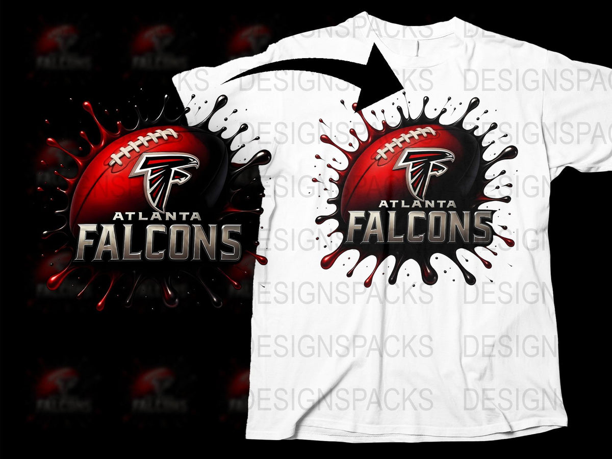 Atlanta Falcons T-Shirt, Graphic Football Team Design, Red and White Splash, Fan Apparel