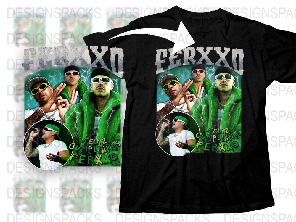 Urban Style Hip Hop T-shirt, FerxXo Band Graphic Tee, Trendy Men's Black Shirt, Music Fan Apparel