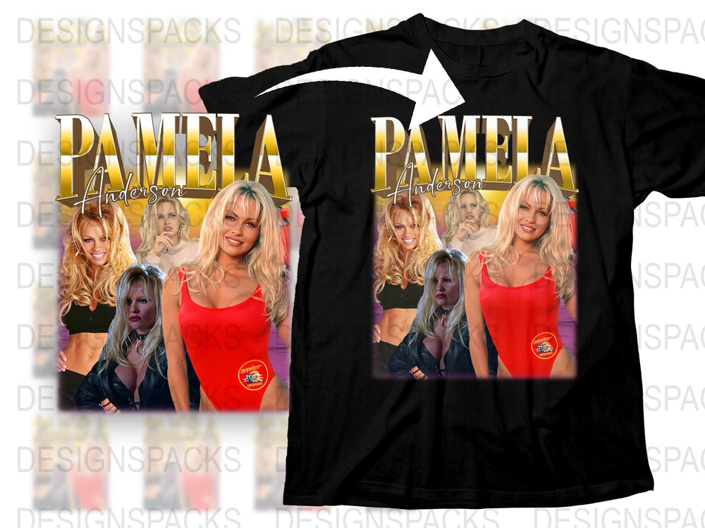 Pamela Anderson Graphic T-Shirt, Vintage Celebrity Tee, 90s Style Fashion, Iconic Women's Top, Collector's Item, Popular Actress Shirt