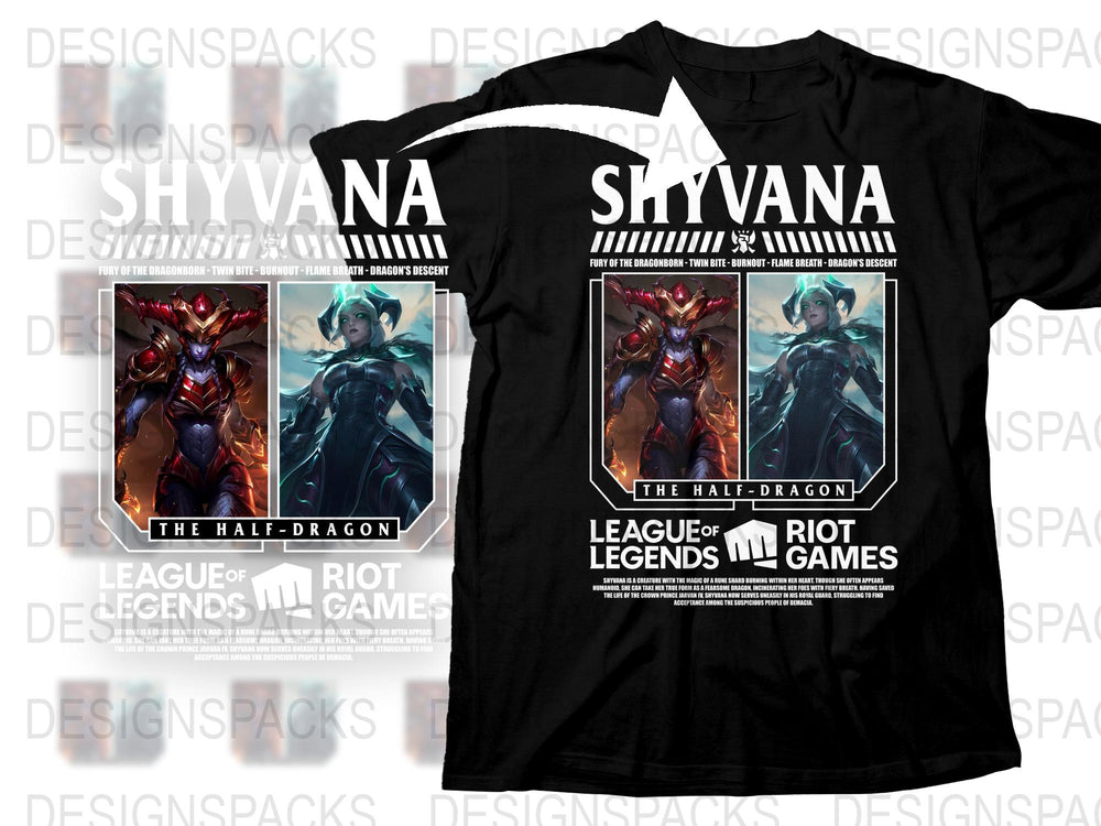League of Legends Shyvana T-Shirt, The Half-Dragon Graphic Tee, Riot Games Merchandise