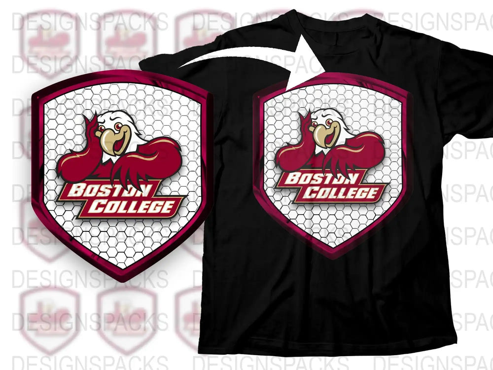 Boston College T-Shirt, Eagle Logo, Sports Team Fan Apparel, Black Unisex Tee