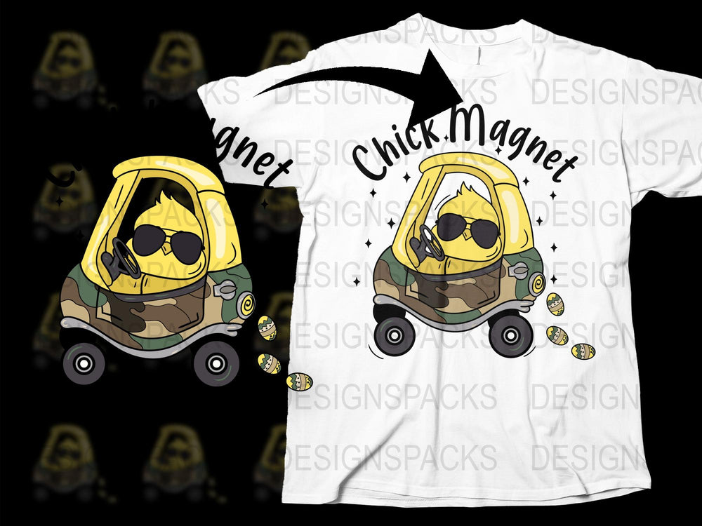 Chick Magnet Funny Baby T-Shirt, Cute Cartoon Duck Graphic Tee, Boys Casual Shirt, Unique Kids Clothing Gift