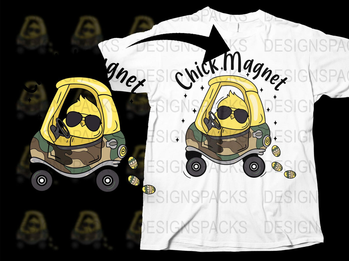 Chick Magnet Funny Baby T-Shirt, Cute Cartoon Duck Graphic Tee, Boys Casual Shirt, Unique Kids Clothing Gift