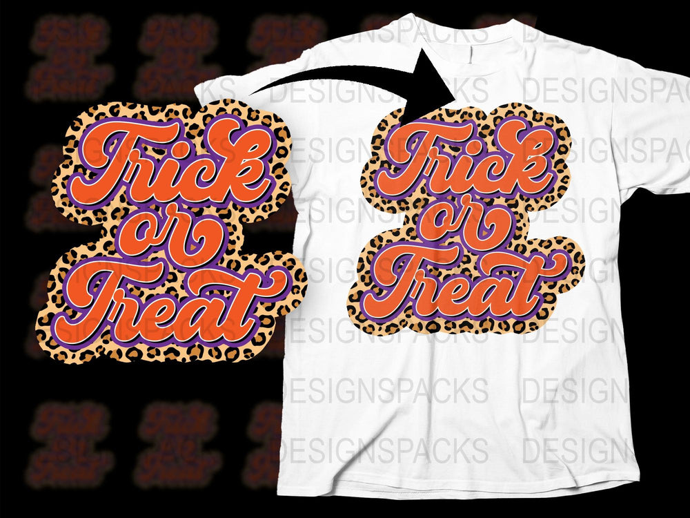 Halloween Trick or Treat T-Shirt, Spooky Orange Black Graphic Tee, Unisex Adult Casual Wear