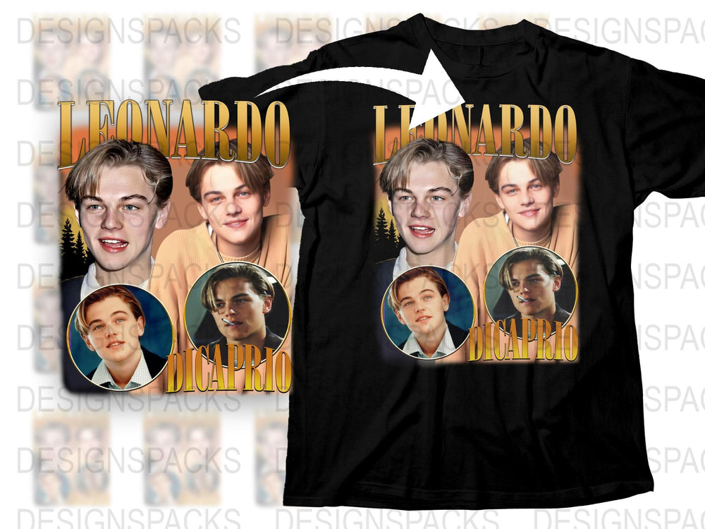 Leonardo DiCaprio Graphic T-Shirt, Vintage 90s Actor Tee, Retro Film Star Fashion, Collectible Celebrity Shirt, Gift Idea