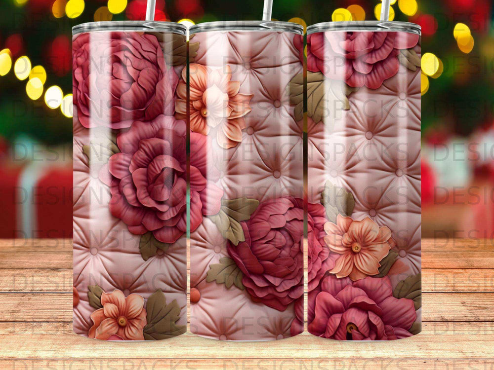Pink roses and floral pattern on a textured background.