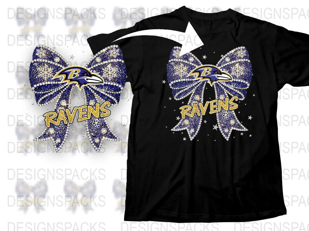 Sparkly Bow Design Sports Fan T-Shirt, Rhinestone Embellished Team Graphic Tee, Casual Game Day Apparel