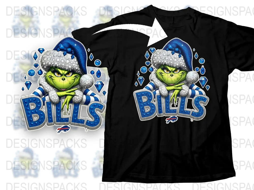 Buffalo Bills Grinch T-Shirt, NFL Football Fan Apparel, Winter Themed Graphic Tee, Unisex Sports Shirt