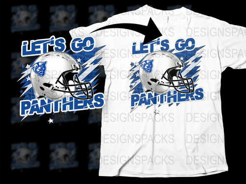 Let's Go Panthers Football Fan T-Shirt, Blue and White Graphic Tee, Sports Team Support Shirt