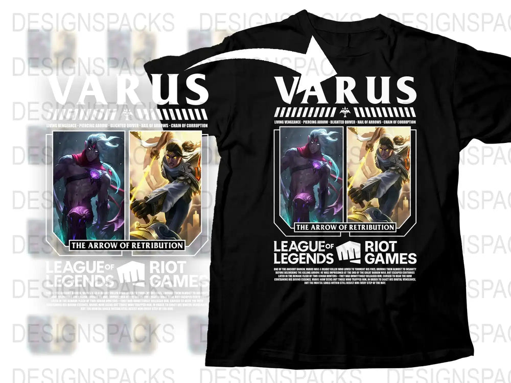 League of Legends Varus T-Shirt, Arrow of Retribution Graphic Tee, Gaming Apparel, Riot Games Merchandise