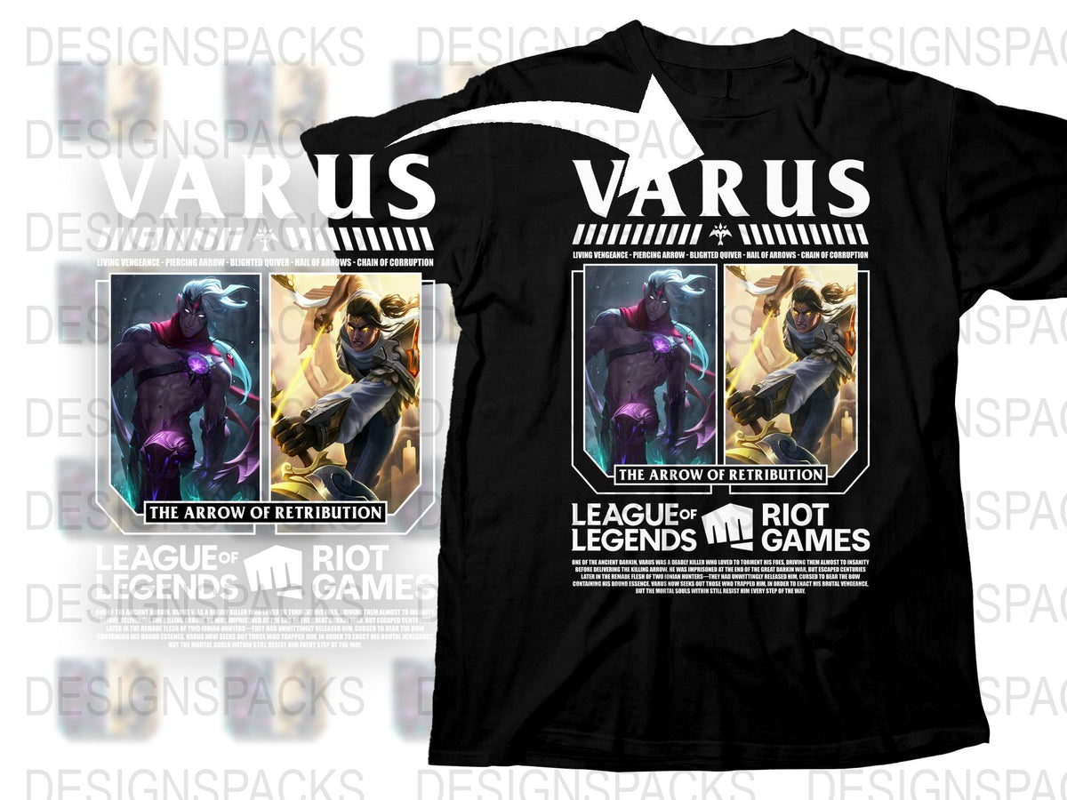 League of Legends Varus T-Shirt, Arrow of Retribution Graphic Tee, Gaming Apparel, Riot Games Merchandise