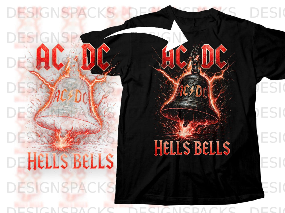 Black t-shirt featuring AC/DC logo and a bell with "Hells Bells" text.