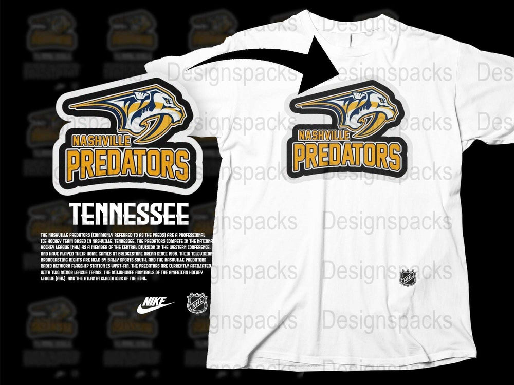 Nashville Predators Tennessee NHL Team Logo White T-Shirt, Sports Fan Apparel, Casual Wear