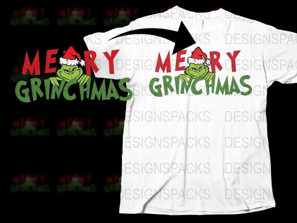Merry Grinchmas T-Shirt, Funny Christmas Tee, Holiday Grinch Shirt, Unisex Adult Clothing, Festive Winter Apparel