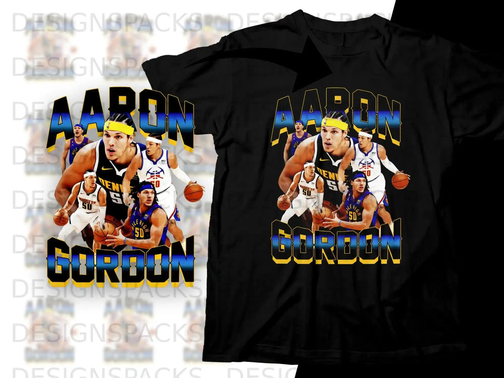 Denver Nuggets Aaron Gordon t-shirt design with basketball players.