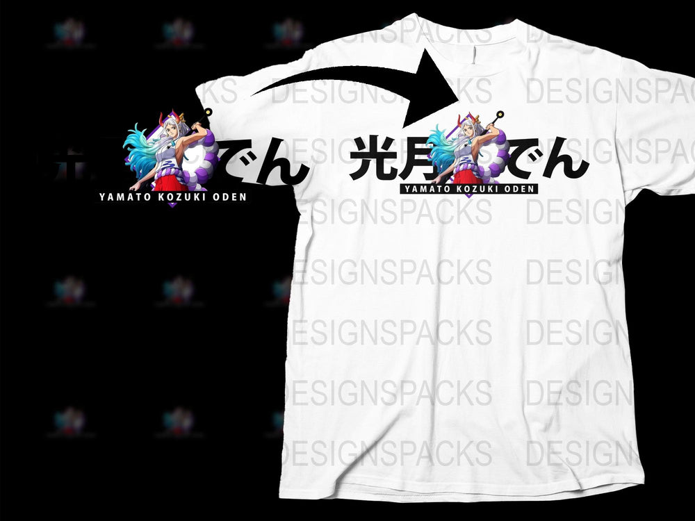 Yamato Kozuki Oden Inspired Graphic T-Shirt, Anime Unicorn Design, White Unisex Tee, Vibrant Color Print, Casual Streetwear