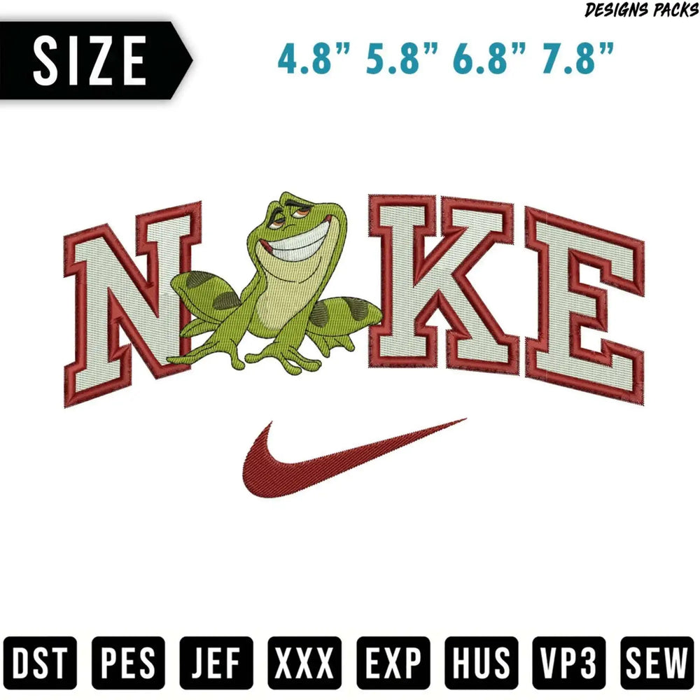 Frog character inside Nike logo with size and file type options.