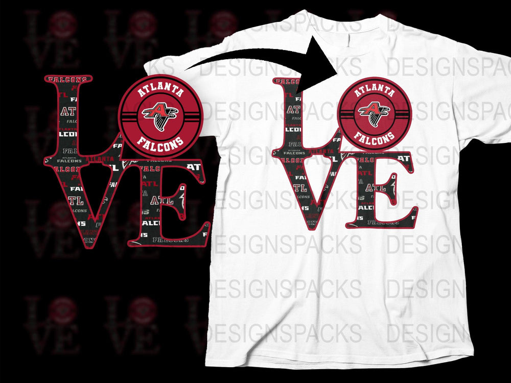 Atlanta Falcons Love Design T-Shirt, NFL Team Logo Graphic Tee, Casual Sports Apparel for Men and Women