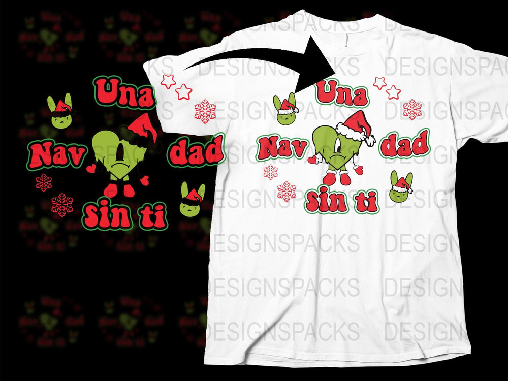 Funny Christmas T-Shirt, Una Navidad Sin Ti, Holiday Grinch Tee, Snowflake Design, Unisex Gift Idea