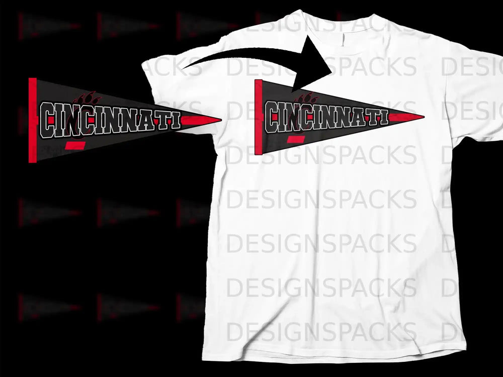 Cincinnati Pennant Design Graphic T-shirt