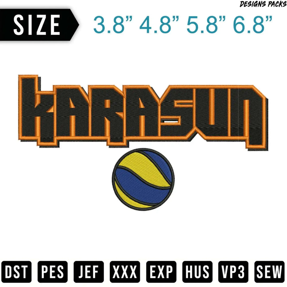 Karasun volleyball design embroidery file in multiple sizes and formats.